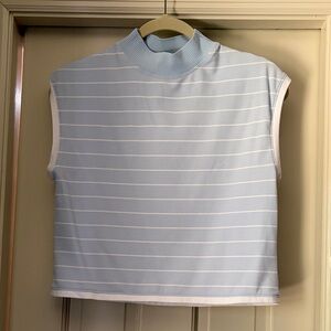 Calia Sleeveless Mock Neck Stripe Top - Light Blue